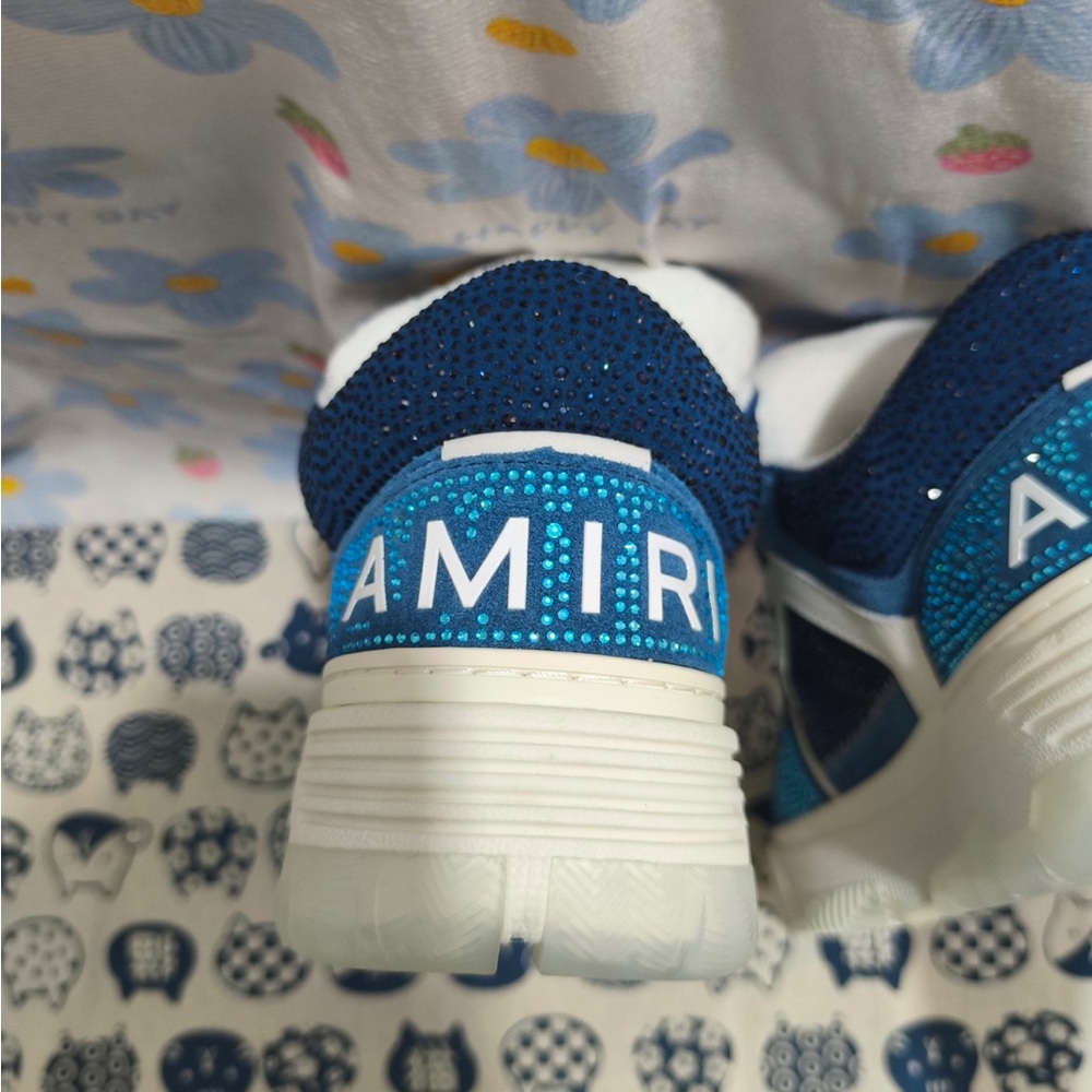 AMIRI Navy & White Low-Top Sparkle Men’s Sneakers - Picture 7 of 9